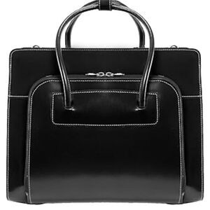 Mcklein Lake Forest Ladies Leather Laptop Brief Case Removable - Black  bag